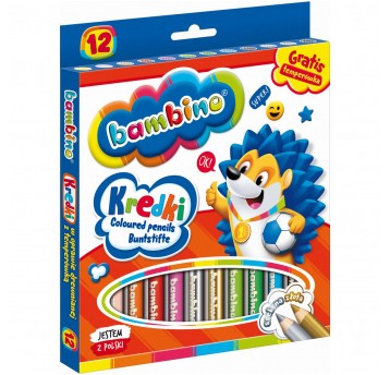 Kredki ołówkowe Bambino Jumbo 12 kol + temperówka