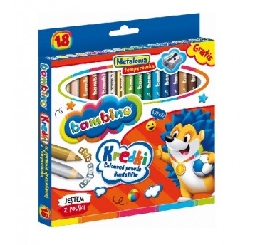 Kredki ołówkowe BAMBINO JUMBO 18 kolorów + tempe