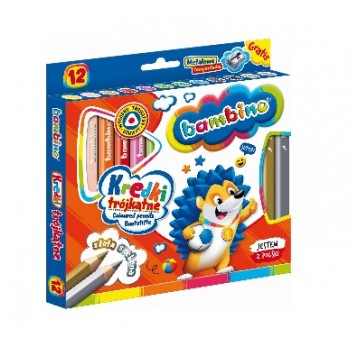 Kredki ołówkowe BAMBINO jumbo TRÓJKĄTNE 12kolorów