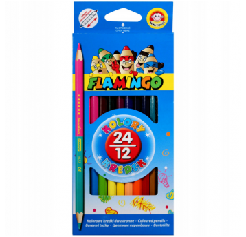 Kredki ołówkowe FLAMINGO 24kolory 12kredek