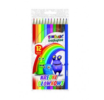 Kredki ołówkowe FUN&JOY 12kolorów TRÓJKĄTNE
