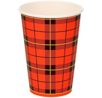Kubek papierowy 180ml ndr CZERWONA KRATA 100szt