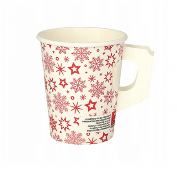 Kubek papierowy 200ml rączka Płatki Śniegu 50szt