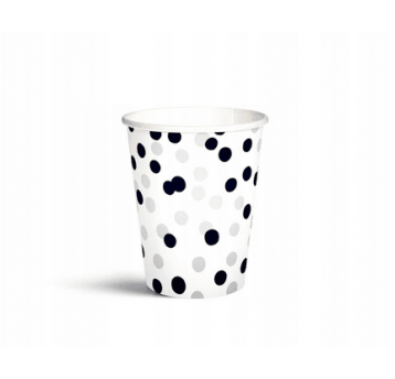 Kubki papierowe 250ml CONFETTI sreb czar 8szt /12