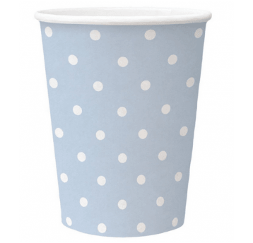 Kubki papierowe 250ml Jasnoniebies Kropki 8szt /12