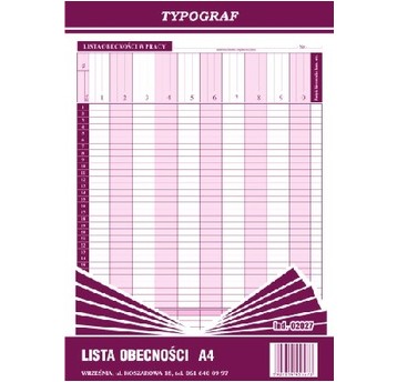 Lista obecności A4 1szt /5