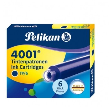 Naboje do pióra Pelikan Krótkie 6szt NIEBIESKIE