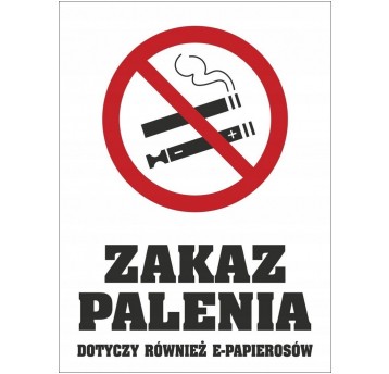 Naklejka Zakaz palenia + e-papierosów 150x200