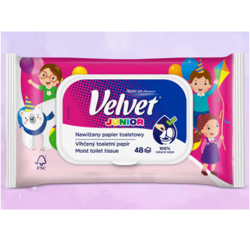 Nawilżany papier toaletowy VELVET JUNIOR 48szt /16