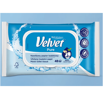 Nawilżany papier toaletowy VELVET PURE 48szt /16