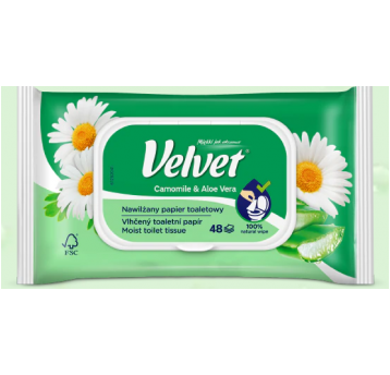 Nawilżany papier toaletowy VELVET Rumian 48szt /16