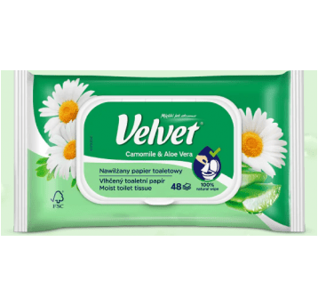 Nawilżany papier toaletowy VELVET Rumian 48szt /16