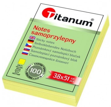 Notes samoprzylepny 38x51 ŻÓŁTY 100k Titanum