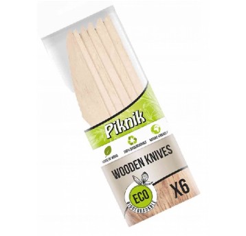 Nóż drewniany PIKNIK 6szt