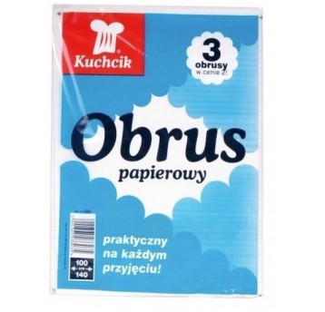 Obrus papier prostokąt 100x140c KUCHCIK BIAŁY 3szt