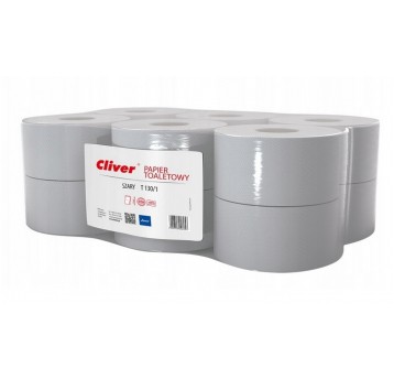 Papier toalet jumbo 1W 130m CLIVER SZARY 12rol