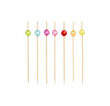Patyczki bambusowe KOLOROWE PERŁY 12cm 100szt