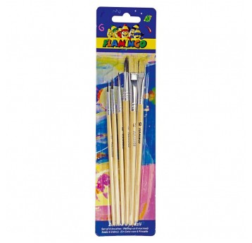 Pędzelki drewniane Flamingo 6 szt.