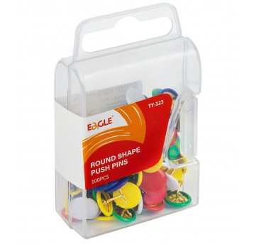 Pinezki Kolorowe Eagle 100szt Pojemnik plastikowy