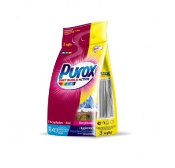 Proszek do prania 3kg PUROX Kolor RÓŻ-ŻÓŁ