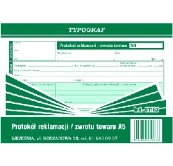 Protokuł reklamacji/zwrotu towaru A5 1szt /5