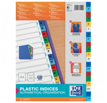 Przekładki A4 PP A-Z kolorowe alfabetyczne