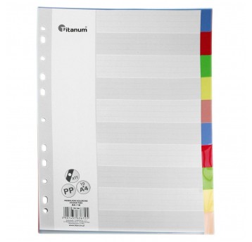 Przekładki do segregatora PP Titanum A4 10k KOLOR