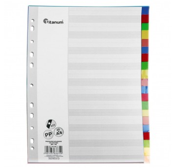 Przekładki do segregatora PP Titanum A4 20k kolor
