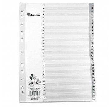 Przekładki do segregatora PP Titanum A4 31k numery