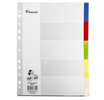 Przekładki do segregatora PP Titanum A4 5K kolor