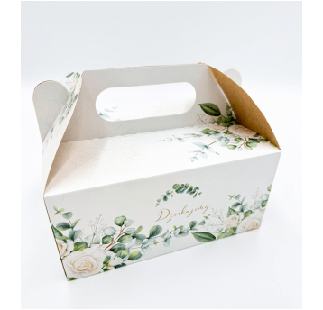 Pudełko papierowe rączka 19x15x9cm RÓŻE 25szt
