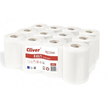 Ręcznik papierowy 1W 65m CLIVER EXTRA BIAŁY 12rol