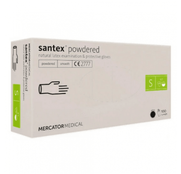 Rękawice lateksowe SANTEX 100szt roz S pudrowane