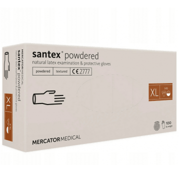 Rękawice lateksowe SANTEX 100szt roz XL pudrowane