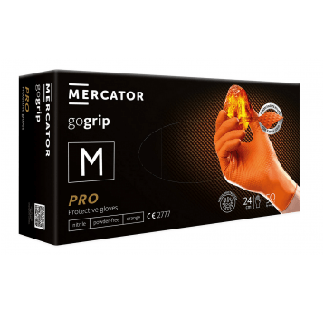 Rękawice nitryl GOGRIP POMARAŃCZOWE 50szt M grube