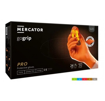 Rękawice nitryl GOGRIP POMARAŃCZOWE 50szt S grube