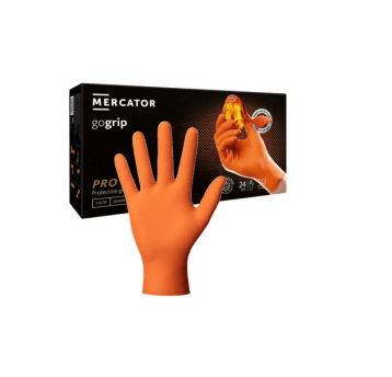 Rękawice nitryl GOGRIP POMARAŃCZOWE 50szt XL grube