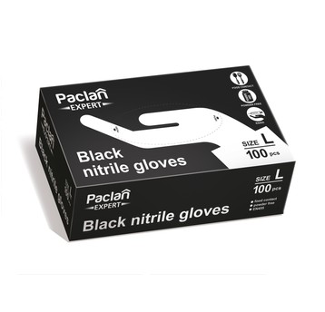 Rękawice nitryl PACLAN EXPERT CZARNE 100szt L /10