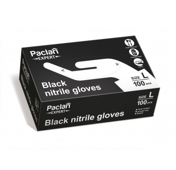 Rękawice nitryl PACLAN EXPERT CZARNE 100szt L /10