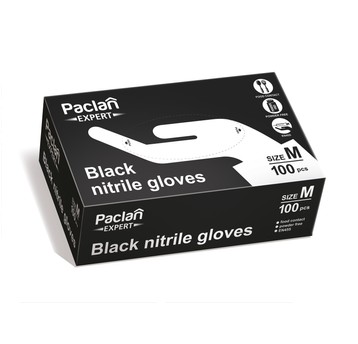 Rękawice nitryl PACLAN EXPERT CZARNE 100szt M /10