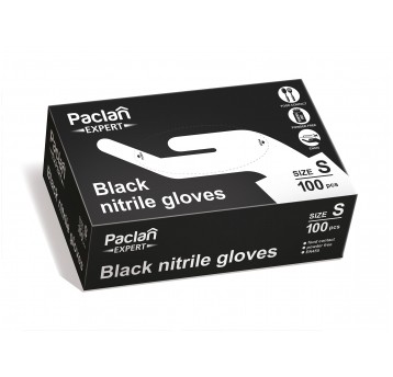 Rękawice nitryl PACLAN EXPERT CZARNE 100szt S /10