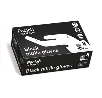 Rękawice nitryl PACLAN EXPERT CZARNE 100szt S /10