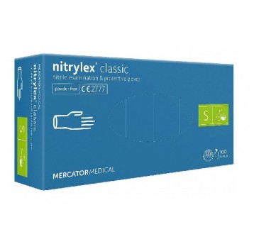 Rękawice nitrylex BASIC niebieskie 100szt S bezpud