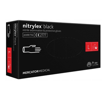 Rękawice nitrylex BLACK CZARNE bezpudrow 100szt L
