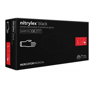 Rękawice nitrylex BLACK CZARNE bezpudrow 100szt L