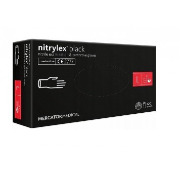 Rękawice nitrylex BLACK CZARNE bezpudrow 100szt L