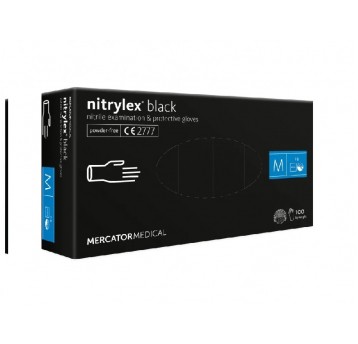 Rękawice nitrylex BLACK CZARNE bezpudrow 100szt M