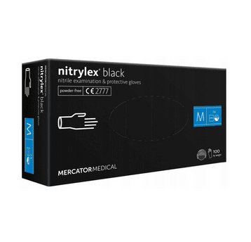 Rękawice nitrylex BLACK CZARNE bezpudrow 100szt M
