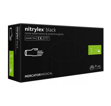 Rękawice nitrylex BLACK CZARNE bezpudrow 100szt S