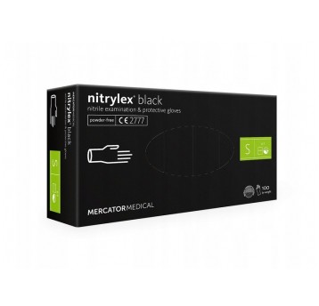 Rękawice nitrylex BLACK CZARNE bezpudrow 100szt S